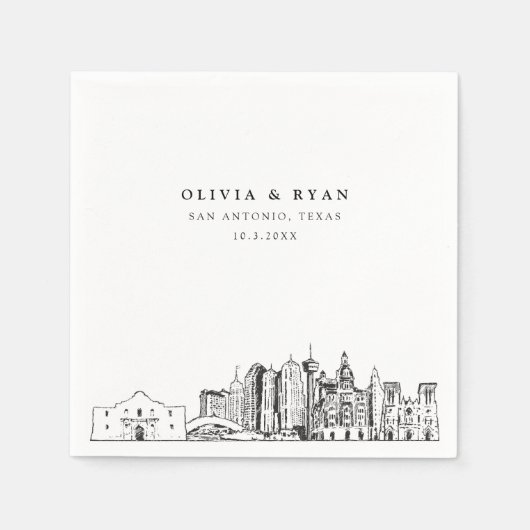 サンアントニオ結婚テキサス州紙ナプキン スタンダードカクテルナプキン (正面)
