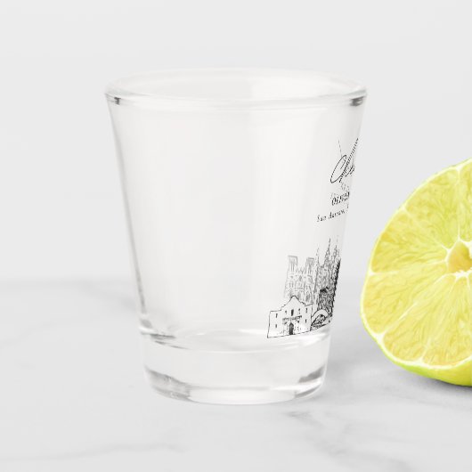 サンアントニオ結婚式の引き出物パーソナライズされた応援 ショットグラス (左)