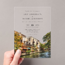 サンアントニオ　ウォータカラー　デスティネーション　ウェディング アクリル招待状