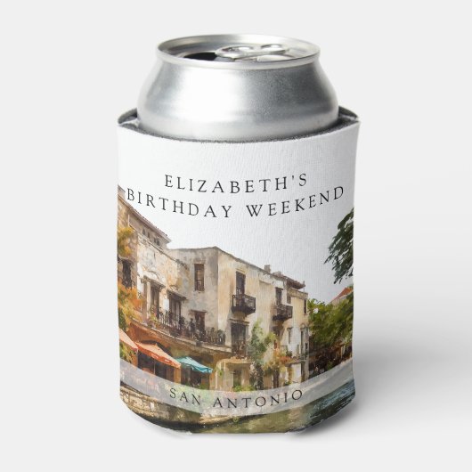 サンアントニオ ウォーターカラー バースデー ウィークエンド 缶クーラー (缶正面)