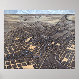 サンアントニオ テキサス州 アンティーク航空地図 1873 ポスター