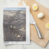 サンアントニオ、テキサス州、アンティーク航空市地図1873 キッチンタオル (四つ折り)