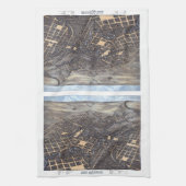 サンアントニオ、テキサス州、アンティーク航空市地図1873 キッチンタオル (縦)