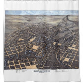 サンアントニオ、テキサス州、アンティーク航空市地図1873 シャワーカーテン (正面)
