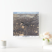 サンアントニオ、テキサス州、アンティーク航空市地図1873 スクエア壁時計 (ホーム)