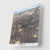 サンアントニオ、テキサス州、アンティーク航空市地図1873 スクエア壁時計 (傾斜)