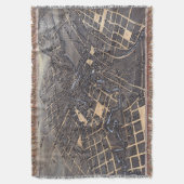 サンアントニオ、テキサス州、アンティーク航空市地図1873 スローブランケット (正面縦)