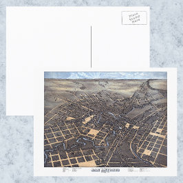 サンアントニオ、テキサス州、アンティーク航空市地図1873 ポストカード