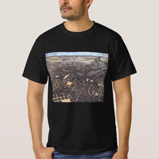 サンアントニオ、テキサス州、アンティーク航空市地図1873 Tシャツ (正面)