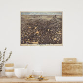 サンアントニオTXバードズアイパノラママップ1873 ポスター (キッチン)