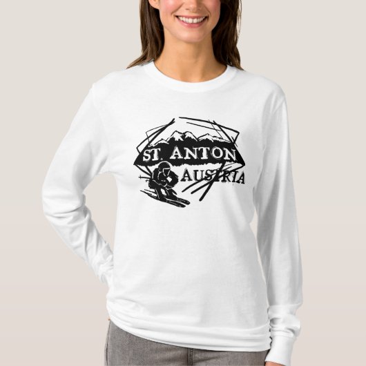 サンアントンオーストリアレディーススキーフード付きスウェットシャツ Tシャツ (正面)