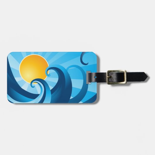 サンアンドサーフシーウェーブイラストレーション ラゲッジタグ (正面横)