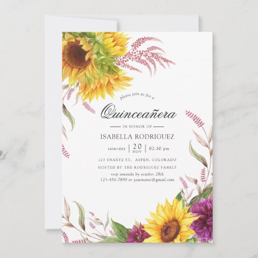 サンアンドブルガンディープラムフローラキンセアニラ 招待状 (正面)