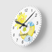 サンアンドムーン子供部屋モノグラムの ラウンド壁時計 (傾斜)