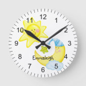 サンアンドムーン子供部屋モノグラムの ラウンド壁時計 (正面)