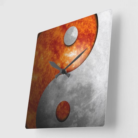 サンアンドムーン陰陽 スクエア壁時計 (傾斜)