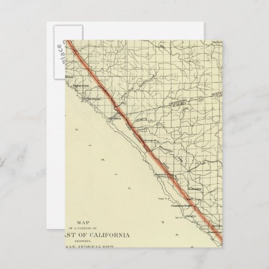 サンアンドレアスの裂け目を示すカリフォルニアの海岸 ポストカード (正面/裏面)