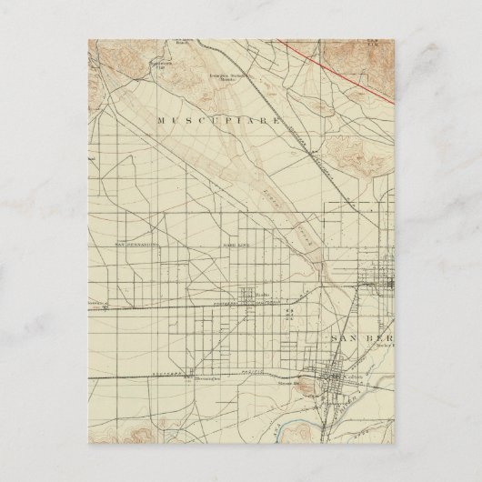 サンアンドレアスの裂け目を示すサンベルナルディーノ四辺形 ポストカード (正面)