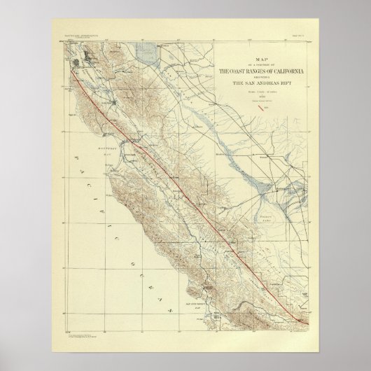 サンアンドレアスの裂け目を示す海岸山脈 ポスター (正面)