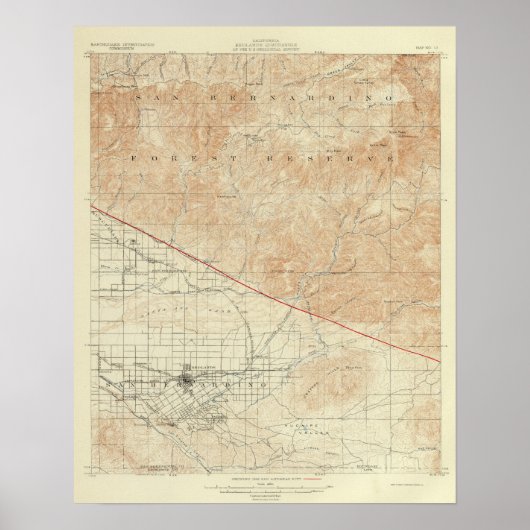 サンアンドレアス裂け目を示すレッドランズ四辺形 ポスター (正面)