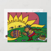 サンウクライナのフォークアートからの鳥の贈り物 ポストカード (正面/裏面)