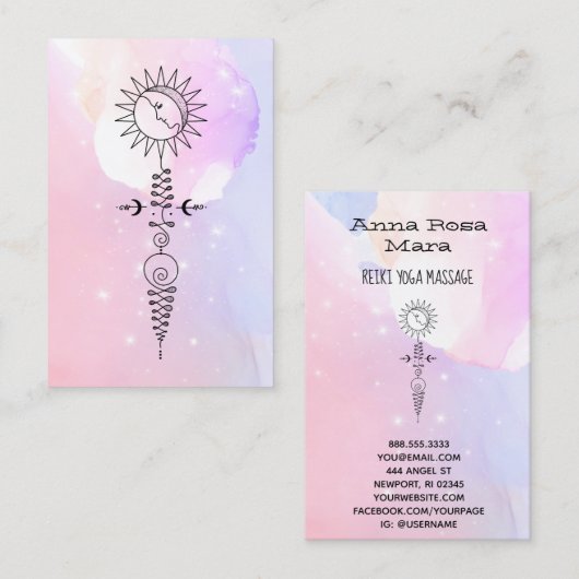 *~*サンウーマンムーンニルヴァーナヨガ霊気マッサージ 名刺 (正面/裏面)