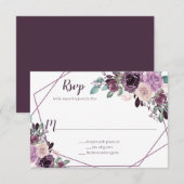 サンエリア パープル フラワー ジオメトリック | 出欠カード (正面/裏面)