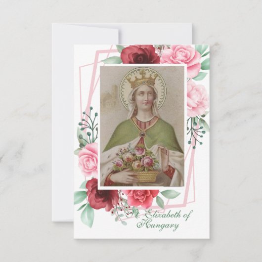 サンエリザベスオブハンガリー祈りの言葉カードヴィンテージバラ サンキューカード (正面)