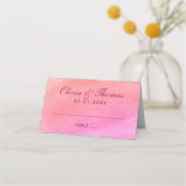 サンエレガントゴ・ピンク水色結婚モノグラム プレイスカード (正面)