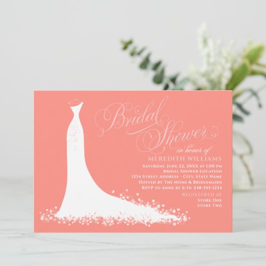 サンエレガントゴ&ピンク結婚ズガウンブライダルシャワー 招待状 (スタンド正面)