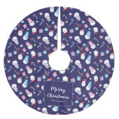 サンエレガントタ雪だるまキャンディーケーンクリスマスパターン ブラッシュドポリエステルツリースカート (正面)