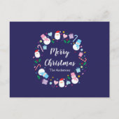 サンエレガントタ雪だるまキャンディーケーンクリスマスリース シーズンポストカード (正面)