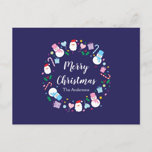 サンエレガントタ雪だるまキャンディーケーンクリスマスリース シーズンポストカード (正面)