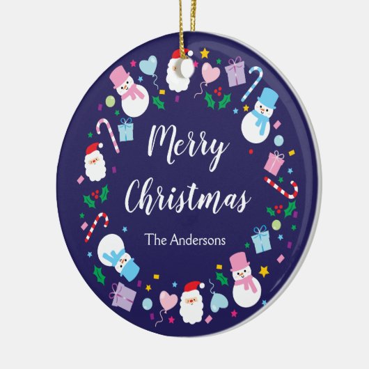 サンエレガントタ雪だるまキャンディーケーンクリスマスリース セラミックオーナメント (左)