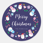 サンエレガントタ雪だるまキャンディーケーンクリスマスリース ラウンドシール (正面)