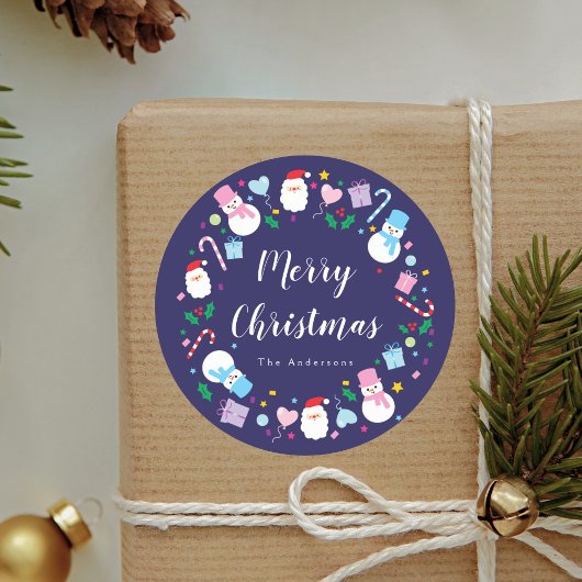 サンエレガントタ雪だるまキャンディーケーンクリスマスリース ラウンドシール