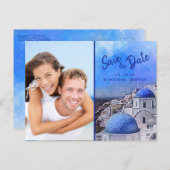 サンエレガントトリニGreece水彩写真結婚 案内ポストカード (正面/裏面)