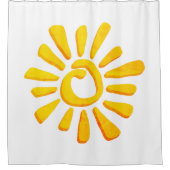 サンオレンジ色の黄色のスケッチでテクスチャ化された部族セラミ シャワーカーテン (正面)