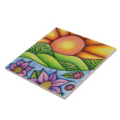 サンオーバーヒルズストリームと花 タイル (側面)