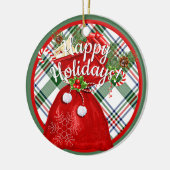 サンカスタムタ抱き枕オンレッドグリーンプレイドパターン セラミックオーナメント (左)