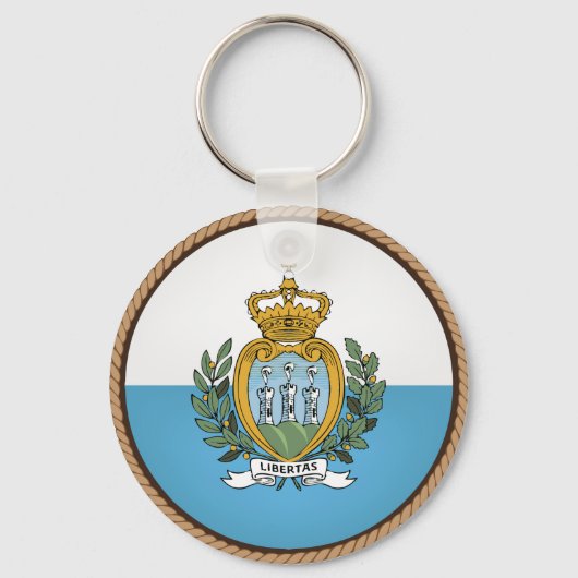 サンカッコいいマリノ国旗のシール キーホルダー (正面)