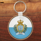 サンカッコいいマリノ国旗のシール キーホルダー (正面)