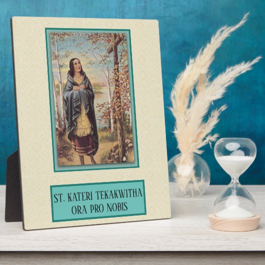 サンカテリテカウィチャインディアンと数珠十字 フォトプラーク (側面)