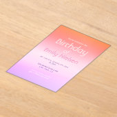サンカラフルドグラデーションモダン誕生日招待状 アクリル招待状 (レイダウン)