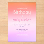 サンカラフルドグラデーションモダン誕生日招待状 アクリル招待状 (正面)