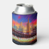 サンカラフルフランシスコスカイライン抽象芸術 缶クーラー (缶正面)