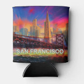 サンカラフルフランシスコスカイライン抽象芸術 缶クーラー (正面)