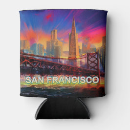 サンカラフルフランシスコスカイライン抽象芸術 缶クーラー