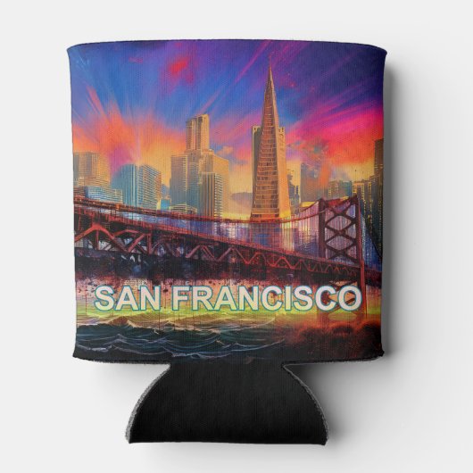 サンカラフルフランシスコスカイライン抽象芸術 缶クーラー (裏面)