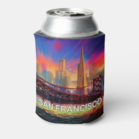 サンカラフルフランシスコスカイライン抽象芸術 缶クーラー (缶裏面)